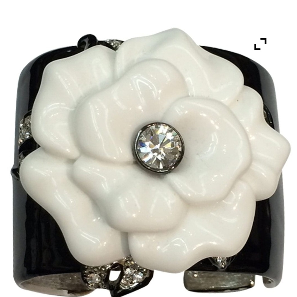 Rare Vintage Kenneth Jay Lane Black Enamel Cuff Bracelet REDUCED